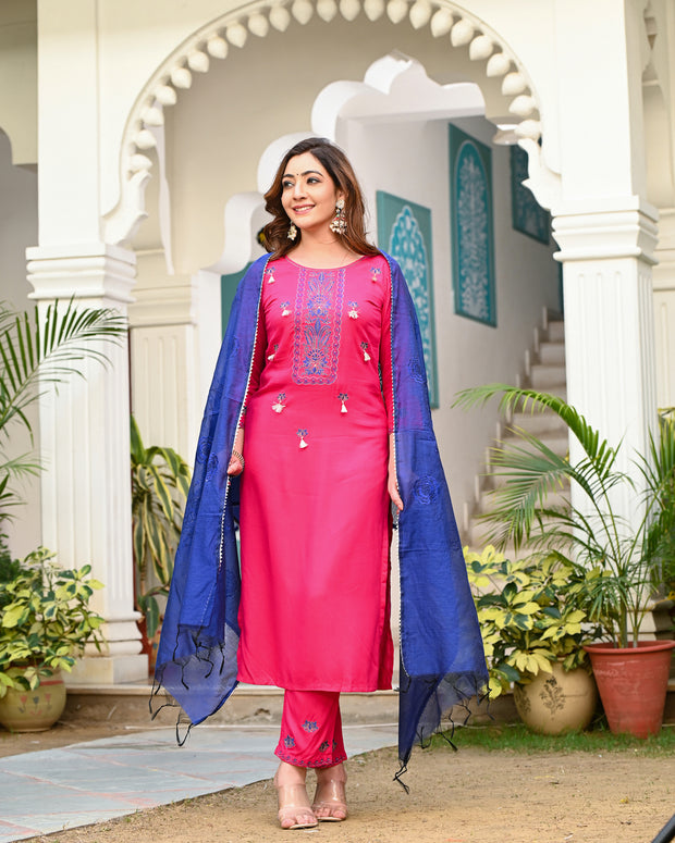 Embroidered Suit Set 265-PNK