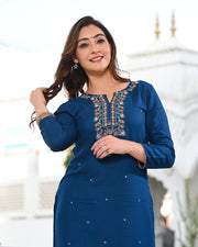 Embroidered Suit Set 267-BLU