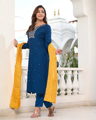 Embroidered Suit Set 267-BLU