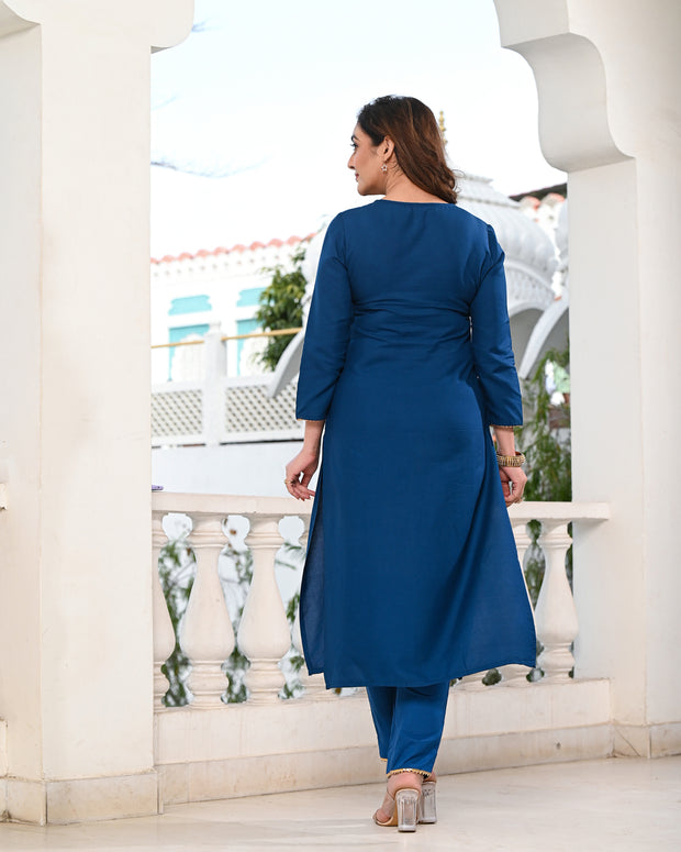 Embroidered Suit Set 267-BLU