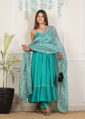 Skyblue Cotton Solid Kurta Set 270-SKB