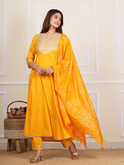 Mustard Cotton Embroidered Kurta Set 272-MST