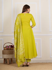 Parrot Green Cotton Embroidered Kurta Set 272-PGN