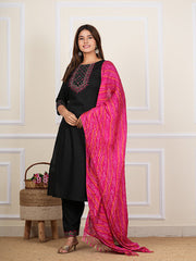 Black Rayon Embroidered Kurta Set 273-BLK