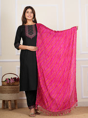 Black Rayon Embroidered Kurta Set 273-BLK