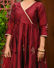 Buy Maroon Silk Anarkali Suit Online in India | INDI INSIDE IND322