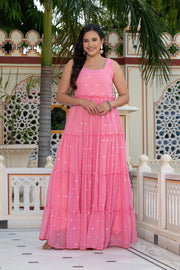 Eva Pink Tiered Maxi Dress 221-PNK