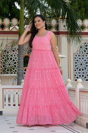 Eva Pink Tiered Maxi Dress 221-PNK