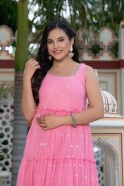 Eva Pink Tiered Maxi Dress 221-PNK