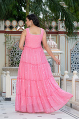 Eva Pink Tiered Maxi Dress 221-PNK