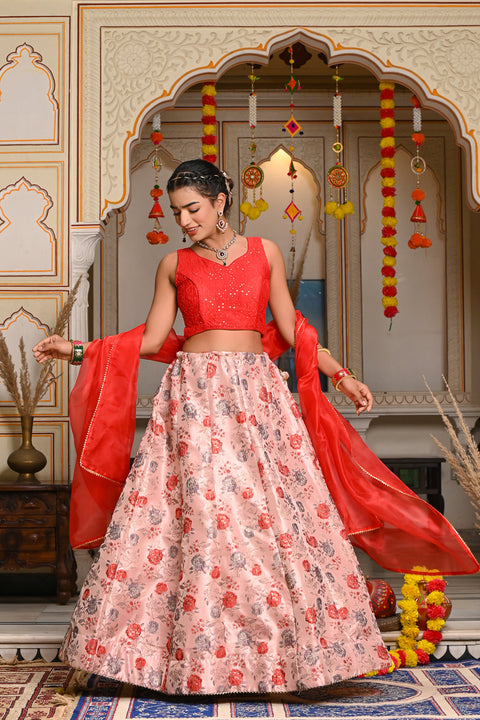 Aahana Red Lehenga Set 124-Red