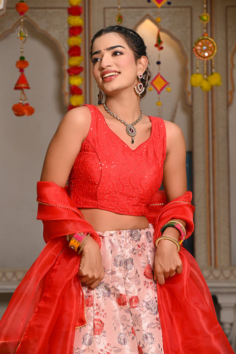 Aahana Red Lehenga Set 124-Red