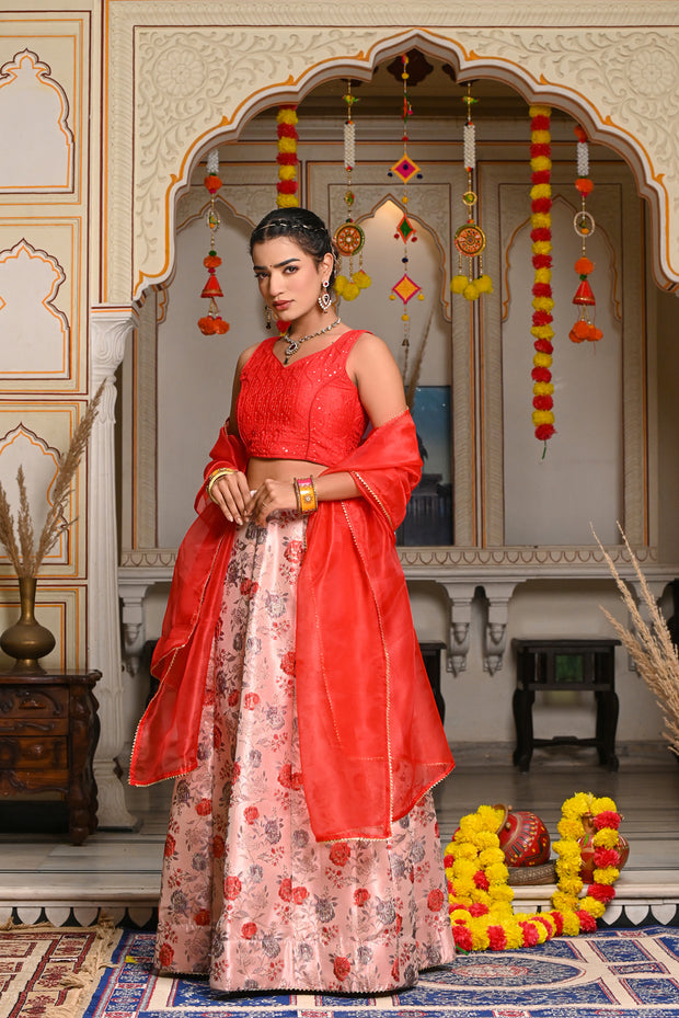 Aahana Red Lehenga Set 124-Red