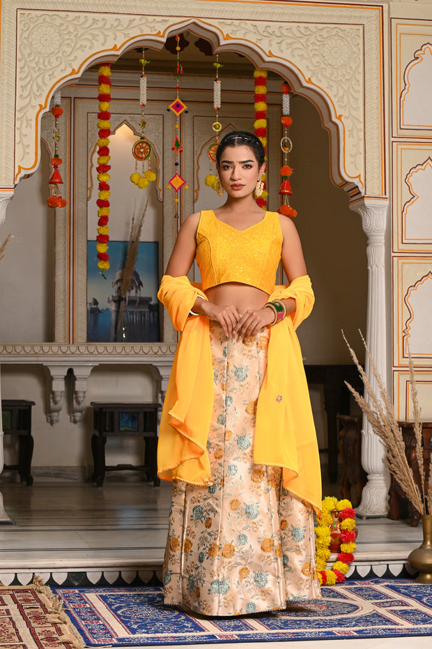 Aahana Yellow Lehenga Set 124-YLW
