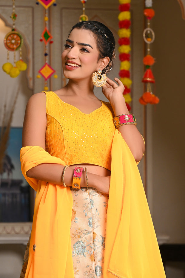 Aahana Yellow Lehenga Set 124-YLW