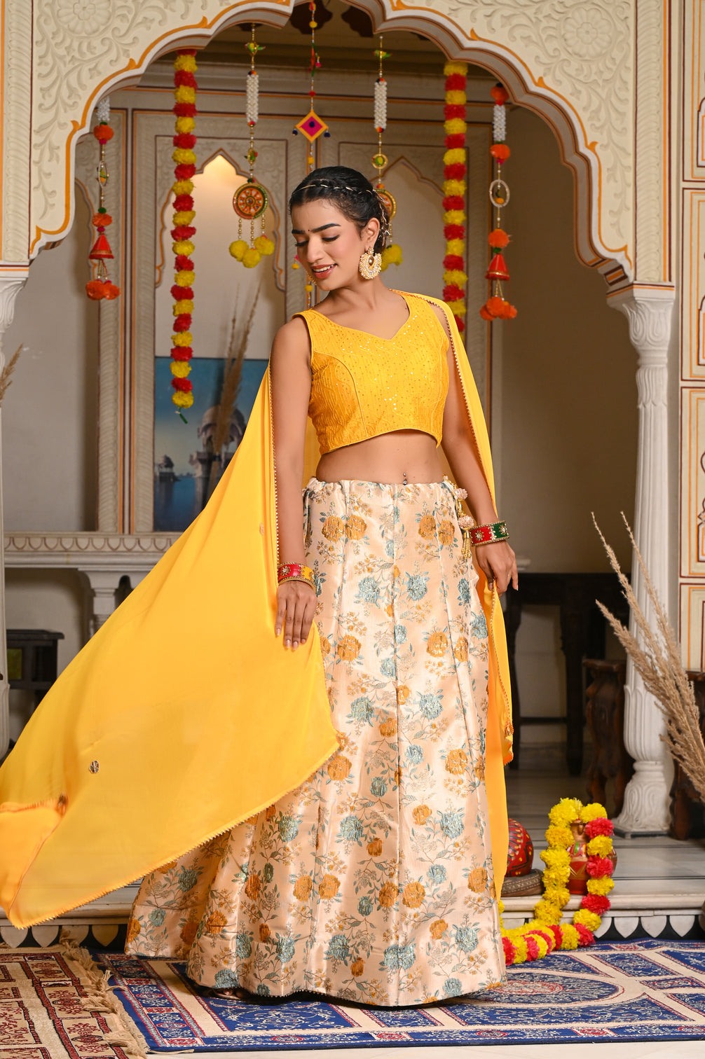 Aahana Yellow Lehenga Set 124-YLW