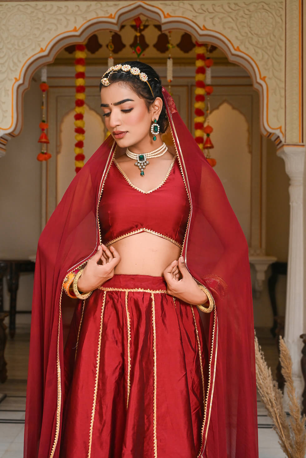 Red Kalidaar Lehenga Choli Set for Women | Wedding  Party Wear
