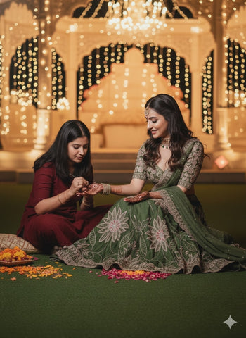 Emerald Forest Embroidered Silk Lehenga Set