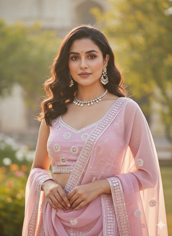 Pastel Pink Lehenga Choli for Wedding | Designer Pastel Pink Lehenga Online