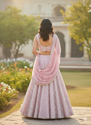 Pastel Pink Lehenga Choli for Wedding | Designer Pastel Pink Lehenga Online