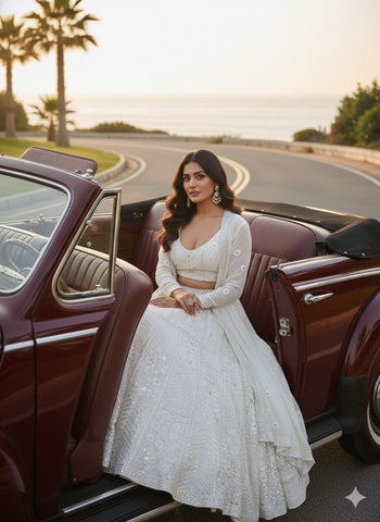 Off-White Lehenga Choli for Wedding | Designer Off-White Lehenga Online