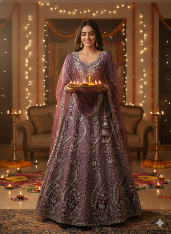 Wine Lehenga Choli for Wedding | Designer Wine Color Lehenga Online