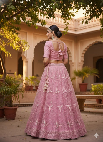 Blush Pink Lehenga Choli for Wedding | Designer Blush Pink Lehenga Online