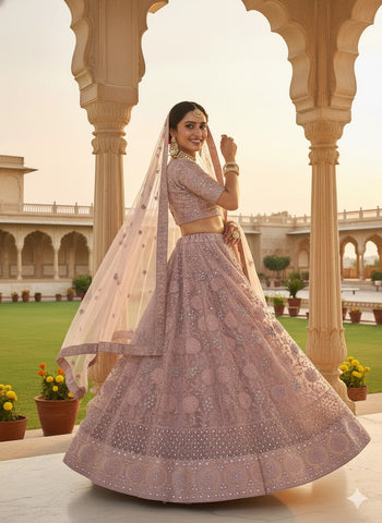 Taupe Grey Lehenga Choli for Wedding | Designer Taupe Grey Lehenga Online