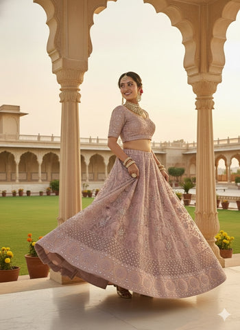 Taupe Grey Lehenga Choli for Wedding | Designer Taupe Grey Lehenga Online
