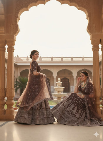 Chocolate Brown Lehenga Choli for Wedding | Designer Brown Lehenga Online