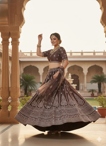 Chocolate Brown Lehenga Choli for Wedding | Designer Brown Lehenga Online