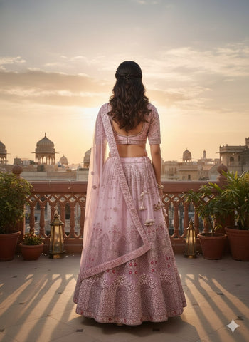 Rose Pink Lehenga Choli for Wedding | Designer Rose Pink Lehenga Online