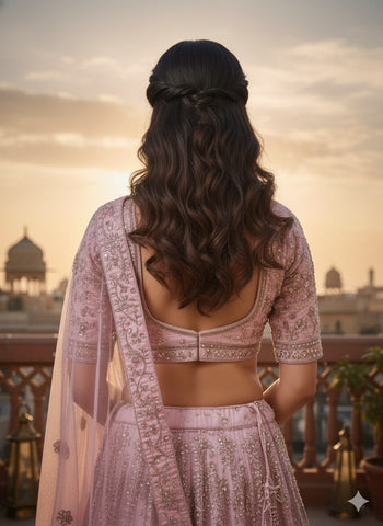 Rose Pink Lehenga Choli for Wedding | Designer Rose Pink Lehenga Online