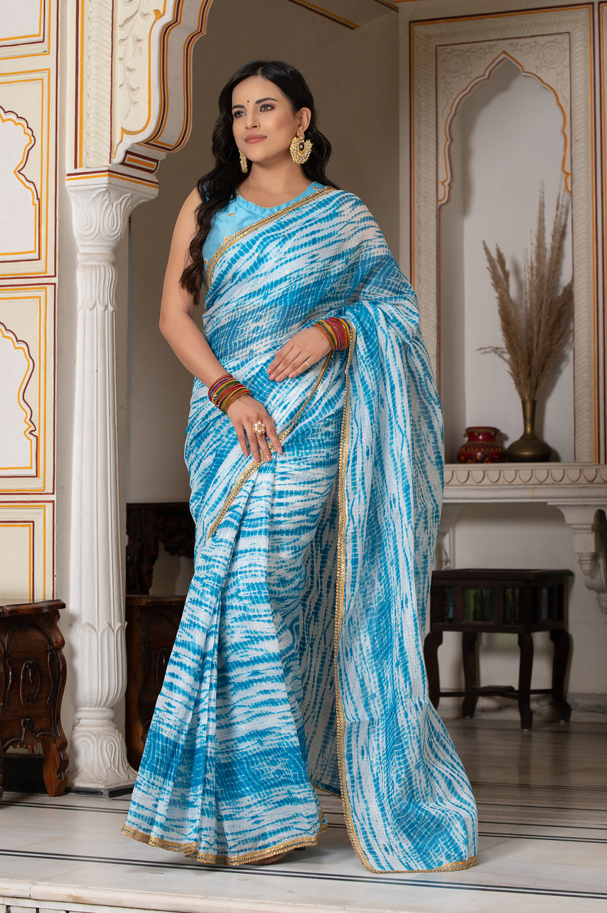 Blue Shibori Saree 131-BLU