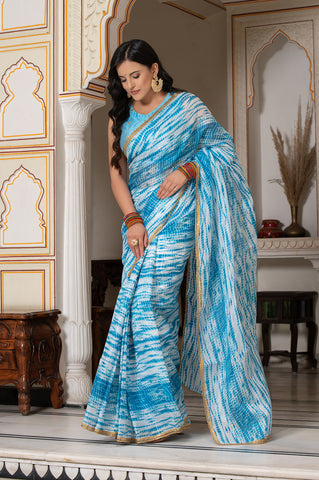 Blue Shibori Saree 131-BLU
