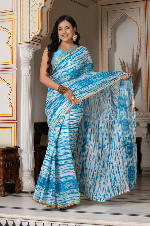 Blue Shibori Saree 131-BLU