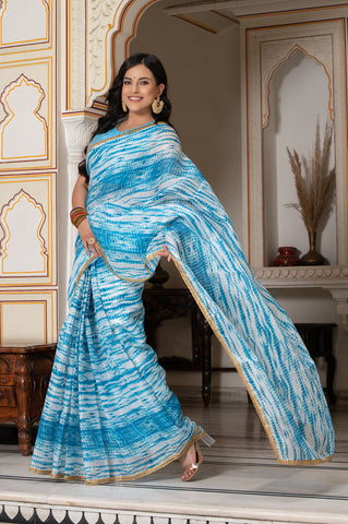 Blue Shibori Saree 131-BLU
