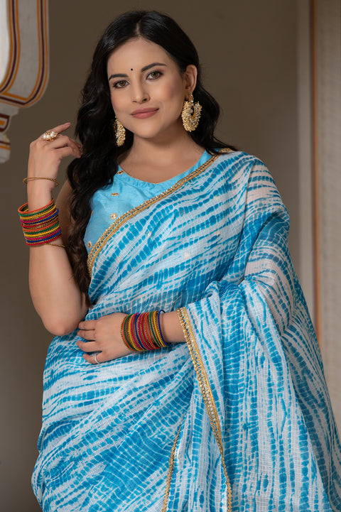 Blue Shibori Saree 131-BLU