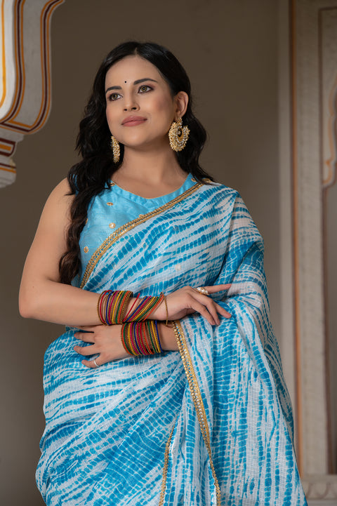 Blue Shibori Saree 131-BLU