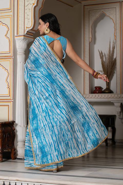 Blue Shibori Saree 131-BLU