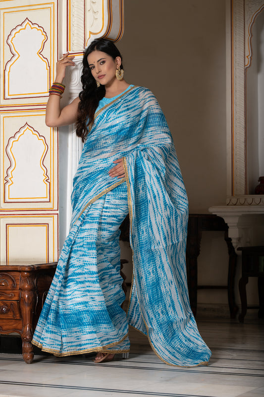 Blue Shibori Saree 131-BLU