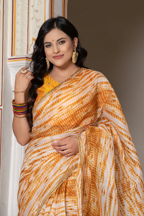Mustard Shibori Saree 131-MST