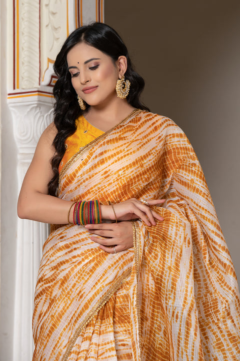 Mustard Shibori Saree 131-MST