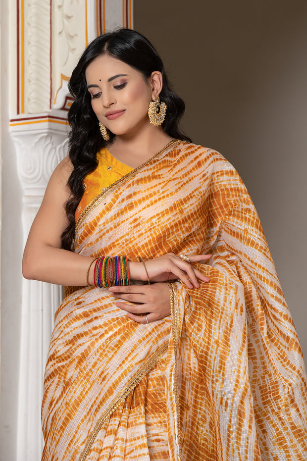 Mustard Shibori Saree 131-MST