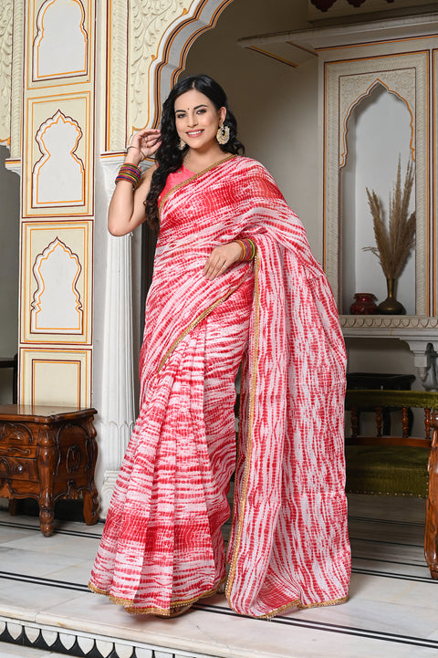Red Shibori Saree 131-RED
