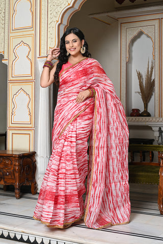 Red Shibori Saree 131-RED