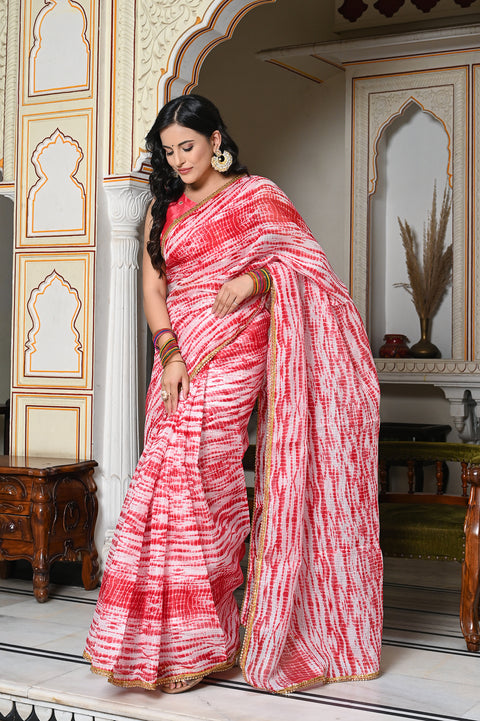Red Shibori Saree 131-RED