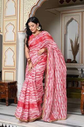 Red Shibori Saree 131-RED