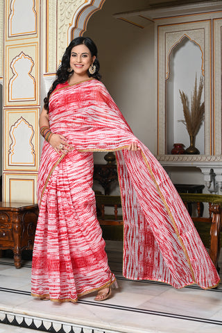 Red Shibori Saree 131-RED