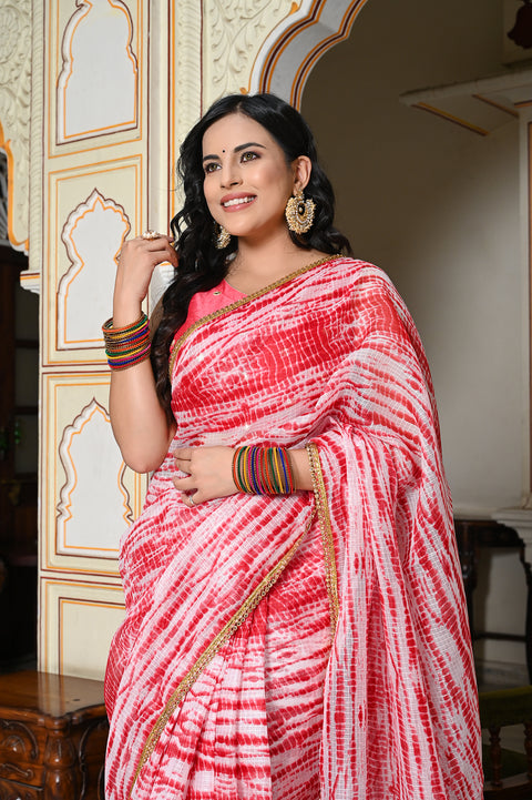Red Shibori Saree 131-RED